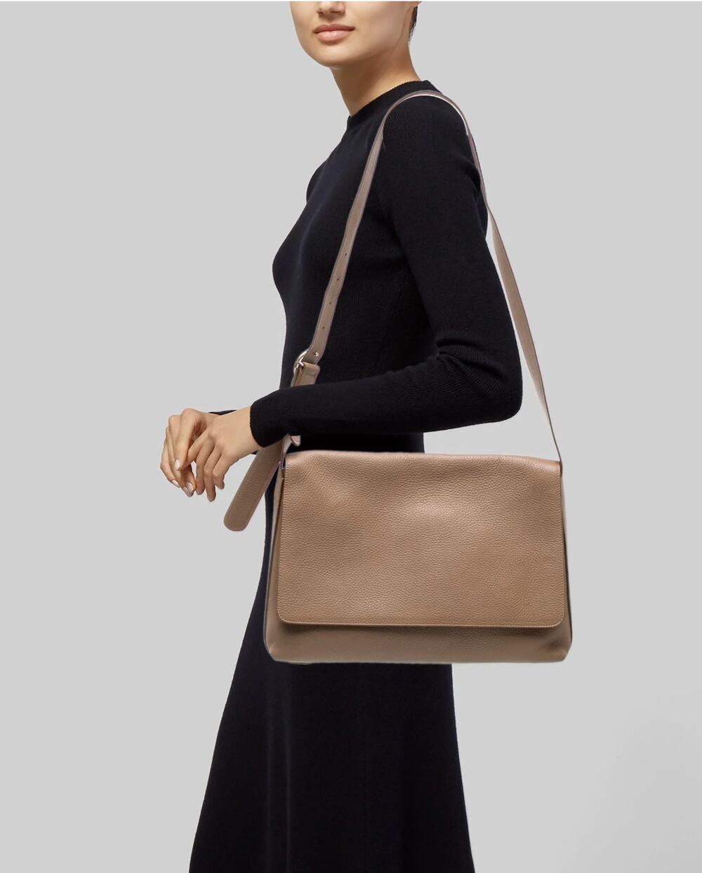 Cuyana Light Tan Leather Crossbody Bag
